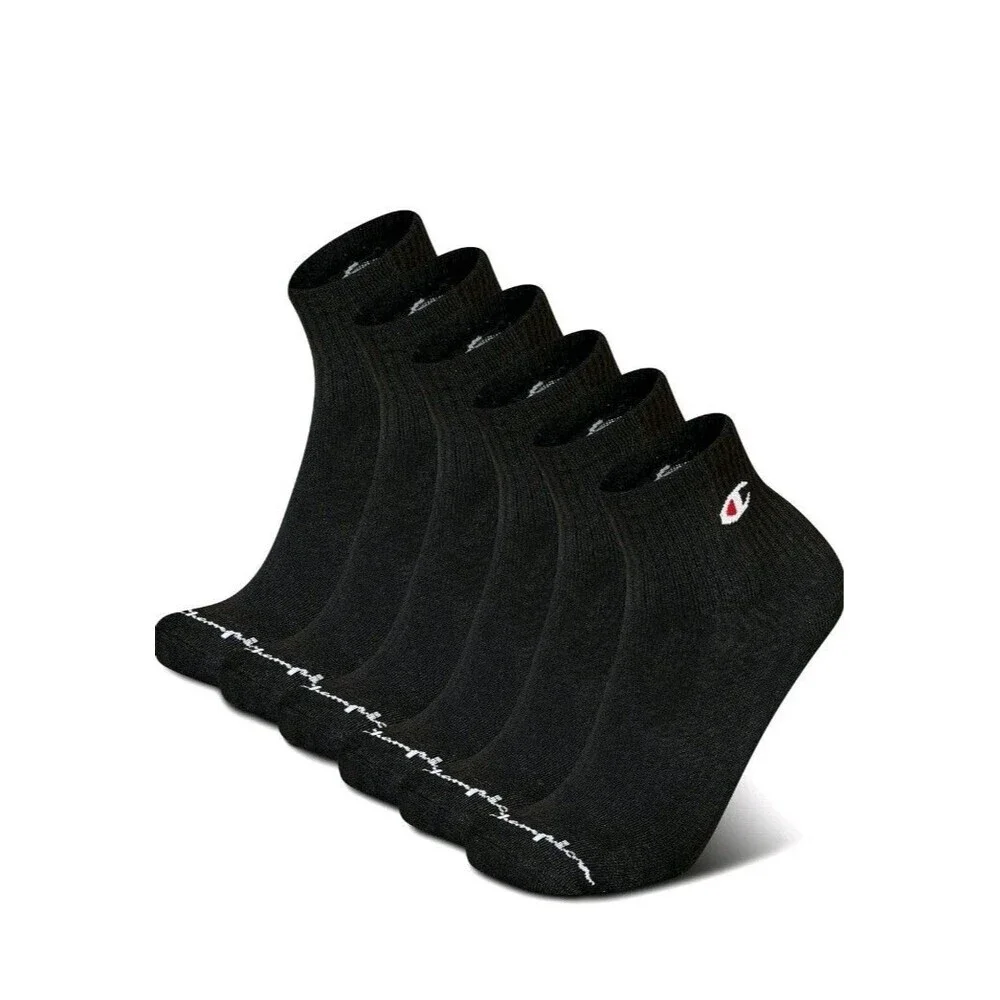 Champion Men's Performance Cushion High Quarter 6 Pairs Black Socks